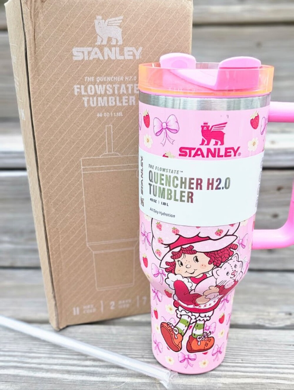 Stanley Pink Strawberry Shortcake Printed Quencher Tumbler New with BOX